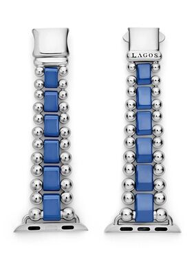 LAGOS Sterling Silver & Blue Ceramic Apple Watch Band